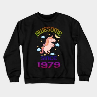 Awesome Since 1979 Funny 40th Birthday Unicorn Lover Gift Idea Crewneck Sweatshirt